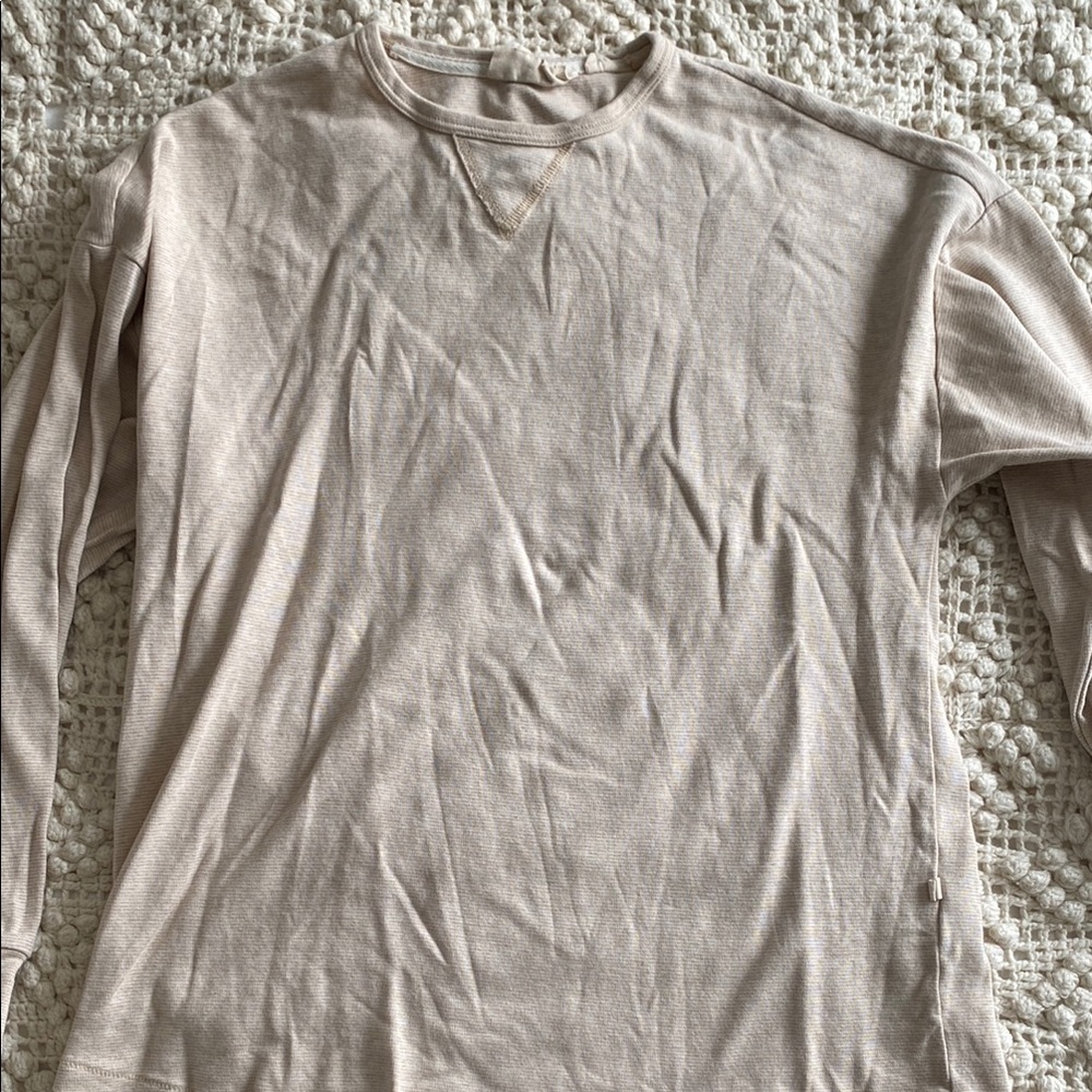 Ana + Zac Cloud Crew in Oatmeal micro stripe